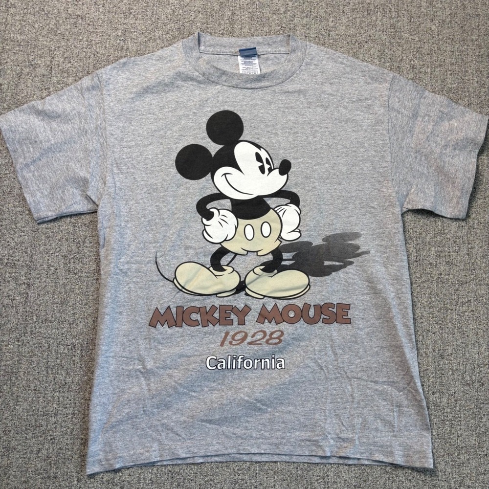 Vintage Disney Mickey Mouse California 1928 T Shirt Mens Medium Gray Made in USA
